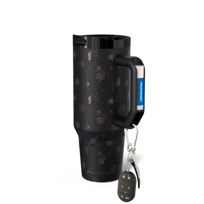 40oz Black Floral